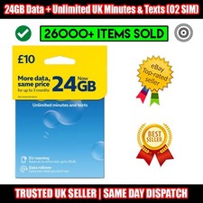 O2 Bundle Pay As You Go SIM 24GB Data + Unlimited Calls & Texts - NO CONTRACT