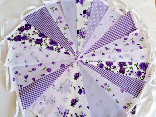 Lilac fabric bunting wedding - fabric,