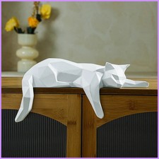 White Black Cat Statue -