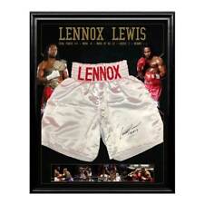 LENNOX LEWIS HAND SIGNED FRAMED EVERLAST BOXING TRUNKS ALI TYSON MAYWEATHER