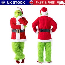 The Grinch Costume Mask Cosplay Adult Christmas Santa Suit Fancy Dress Outfit