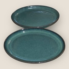 Denby Greenwich 2x Oval Tray Plates 7.25”x5.5” Appetisers Hardly Used Excellent
