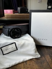 Gucci GG Men's Belt with Interlocking G Buckle Black/Grey