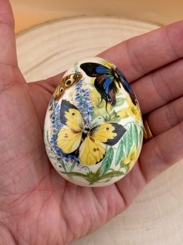 Butterfly floral ceramic egg - ceramic,
