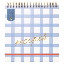 Busy B Blank Recipe File/Journal/Book - Blue & White Gingham With Orange Accents