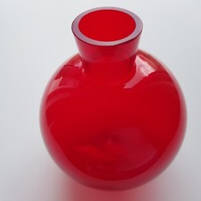 Red glass ball flask vase