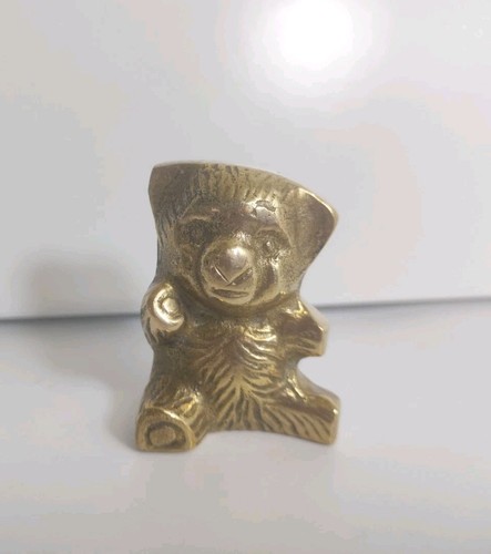 Vintage small brass teddy - small,