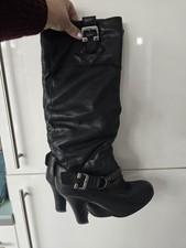 Faith Leather Black Boots Size