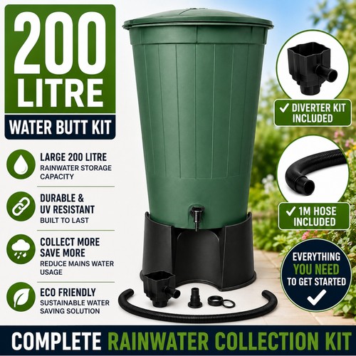 200l green water butt kit - 200l,