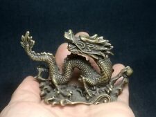3.7 Inch Old Chinese Bronze Carved Fengshui Zodiac Dragon Statue gift Collection