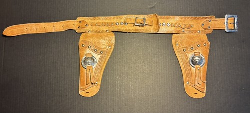 Vintage tooled leather double - leather,