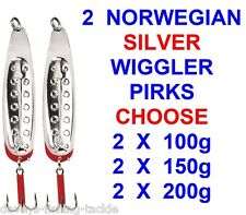 2 NORWEGIAN SILVER WIGGLER PIRKS SEA FISHING LURES COD POLLOCK LING SLOW JIGGING