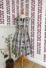 PHASE EIGHT Grey multicoloured satin fit & flare dress size 12 / 14