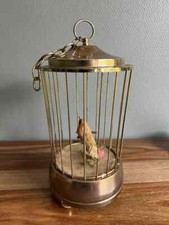 ANTIQUE MUSICAL BIRD IN CAGE