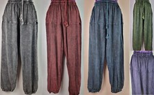 HANDMADE Cotton Trousers Sinker Hippy Boho Yoga Pants Wide Festival Casual HT24