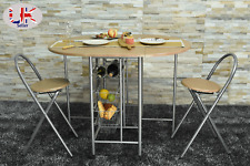 Space Saving Foldable Dining Table & Chairs Kitchen Breakfast Bar 2 Seater