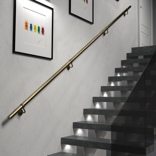 Antique brass stair handrail - antique,