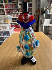 Murano vintage art glass clown figurine, original label 053, hand blown