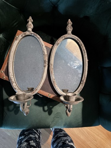 Pair mirror and candle - pair,