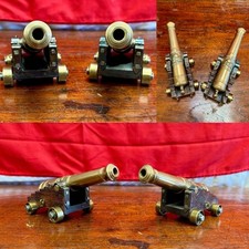 Fabulous Matching Vintage Pair of Bronze GIII Model Naval Signal Cannons