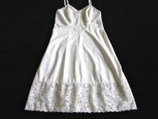 Vintage Vanity Fair Lavishly Lacy Full Slip 34 Silky White Antron Nylon Tailored