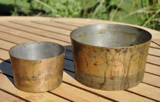 2 x Unique Vintage Old Metal Steel Small Round Planters Plant Pot Holders Bowls