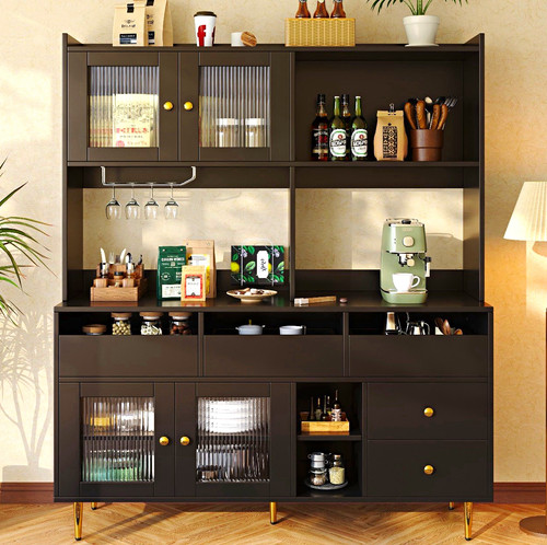 Modern black kitchen sideboard - kitchen,