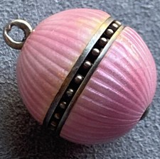 1910 Era LE Sterling Guilloche Enamel Pomander Vinaigrette Pendant