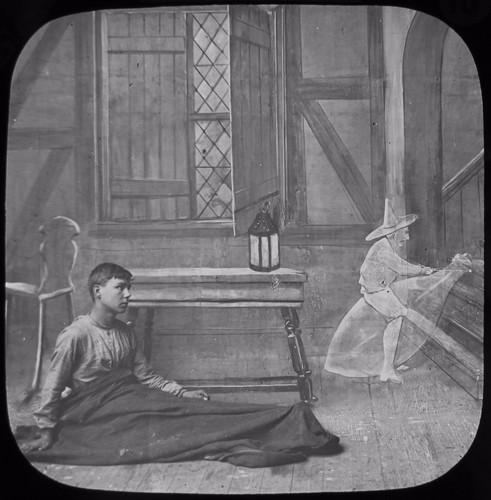 Glass magic lantern - slide, coal