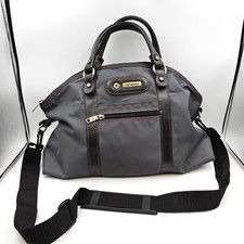 Samsonite Travel Bag Holdall Grey Canvas Leatherette Straps Made In Belgium