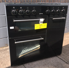 Smeg Dual Fuel Range Cooker 90cm, Black, Manufacturer's Warranty BG93GMBL (10598