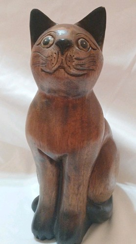 Thai carved wooden cat - wooden,