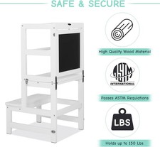 JOYMOR 3-IN-1 Kids Toddler Learning Tower Standing Step Stool with Blackboard