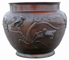 Antique fine quality large Oriental Japanese bronze Jardinière planter bowl
