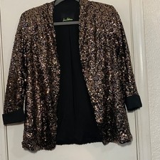 Sam Edelman Sequin Jacket Bronze Gold Black Party Sparkle Small S