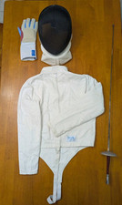 Blue Gauntlet Fencing Set Lot L Glove Mask M001-BG 3 Size 44 Jacket Sword Bundle