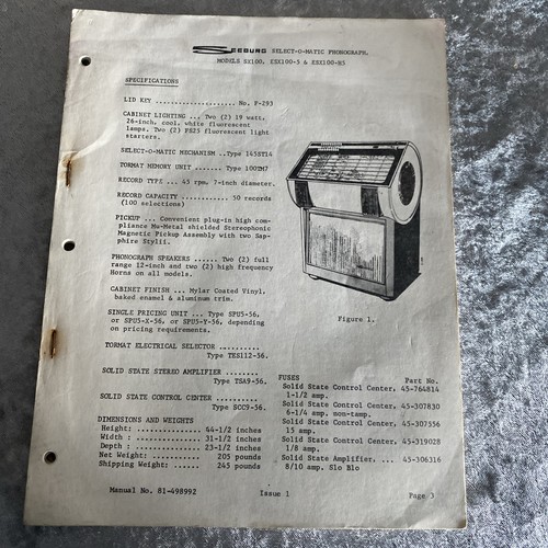 Seeburg models sx100 esc100 - models,