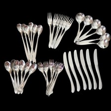 36 Piece Lot LAUFFER German Satin Stainless Flatware Forks Spoons 6 Set Design 1