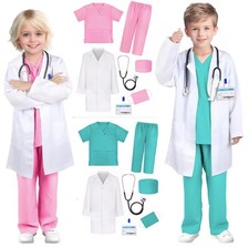 Kids Doctor Nurse Costume Girl Boys Fancy Dress Up Role Play Set Halloween Party