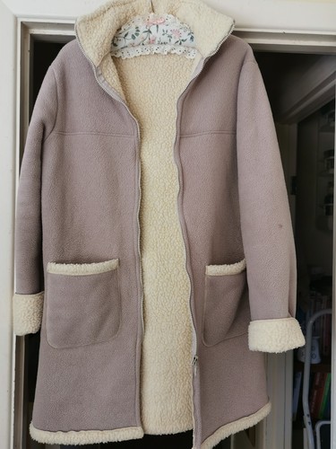 Sheepskin effect ladies coat - sheepskin,