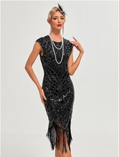 Womens Flapper Dress Cocktail Great Gatsby 1920s Party Prom Tassels Fringe Dress