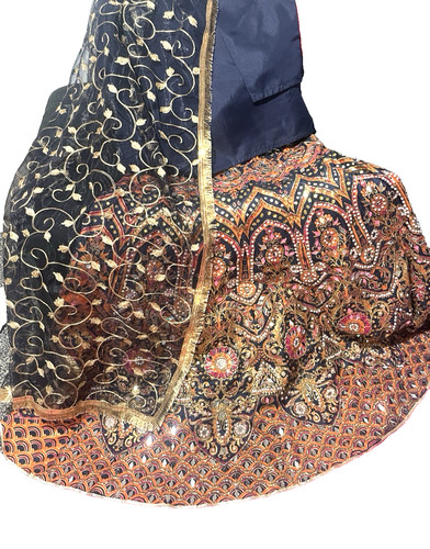 Women navy blue lehenga - blue,