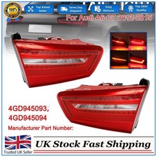 2x For Audi A6 C7 Saloon 12-15 Left &Right Rear Inner LED Tail Light Brake Lamps