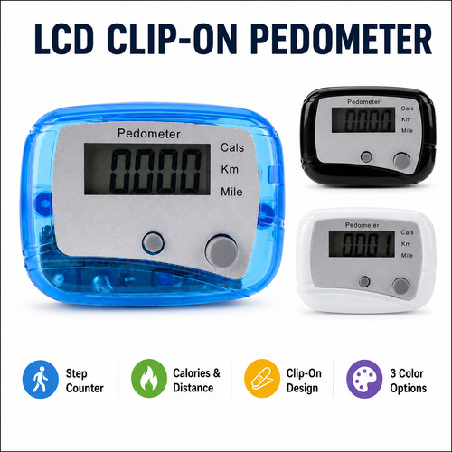 Lcd clip pedometer step - lcd, on