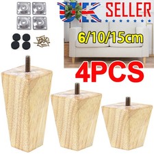 Set of 4 Wooden Legs Square Tapered Feet Cabinet Bed Sofa Furniture Replacement