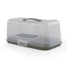 Rectangular Cake Carrier Box Handle Lid Plastic Storage Container Loafs Baguette