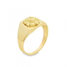 9ct Yellow Gold Tudor Rose Square Signet Ring - Size U - 12mm