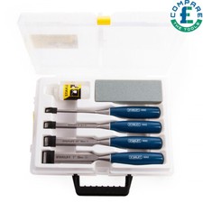 Stanley 0-16-130 Bevel Edge Chisel Set of 4 & Oilstone