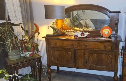 Brown wood antique sideboard - brown,