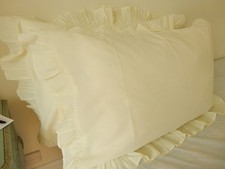 Traditional Frilled Pair Pillowcases Plain Soft Ivory Dorma Vintage 35" x 24"